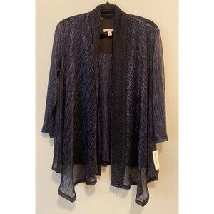 Dressbarn Open Front Jacket & Attached Top Black Metallic Medium